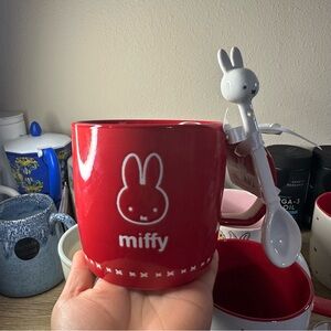 Miffy by Magenta Coffe Mug Bunny Rabbit Ceramic Cup In Red with White Spoon